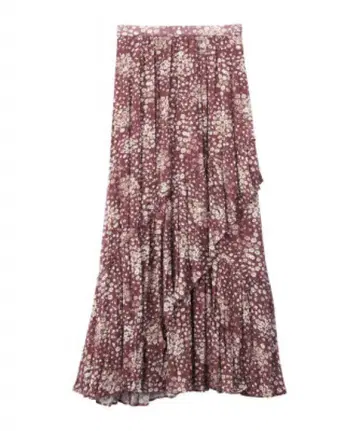 LILIAN CARAT 플로윙 윙 플라워 언밸런스 헤매 티어드 스커트