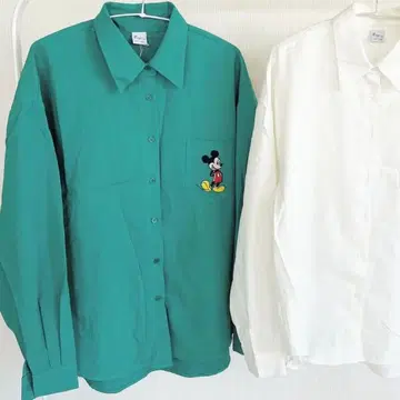메파보리 미키 자수 셔츠 그린 한국 디즈니