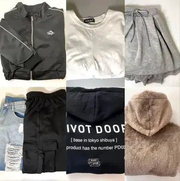 여성용 의류 묶음 판매 가을/겨울 스트릿 스포티 계열 블랙 7세트