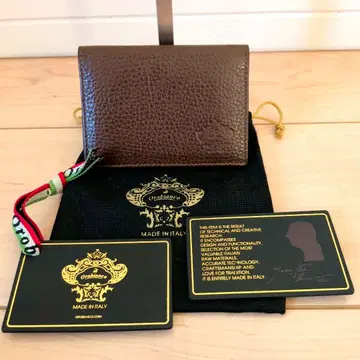 미사용 천연 가죽 Orobianco 브라운 명함지갑 케이스 이탈리아제