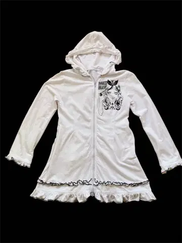 푸토마요 프릴 후드티 미니 원피스 화이트