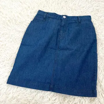로리즈팜 데님 미니 스커트 하이웨스트 스트레치 블루
