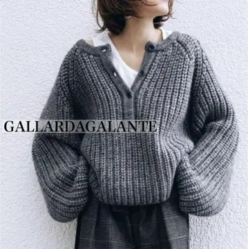 GALLARDAGALANTE 헨리넥 니트 루즈핏 두꺼운 원단 그레이