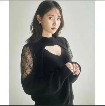 [ snidel ] 레이스 도킹 니트탑