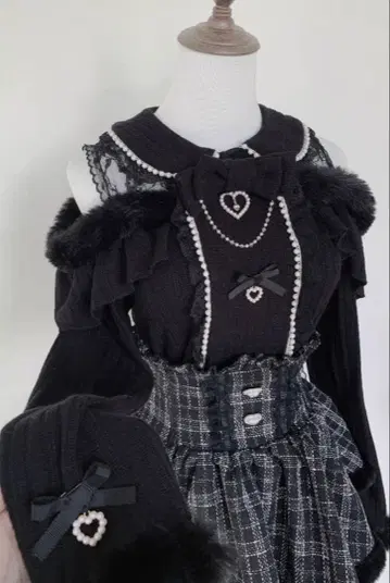 펄 리본 러브 하트 상의