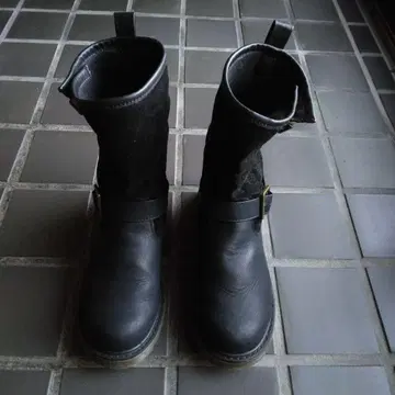 엔지니어 부츠 블랙 가죽 스웨이드