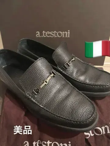 새상품급 a.testoni 테스트니 비트 로퍼 블랙 6.5 이탈리아