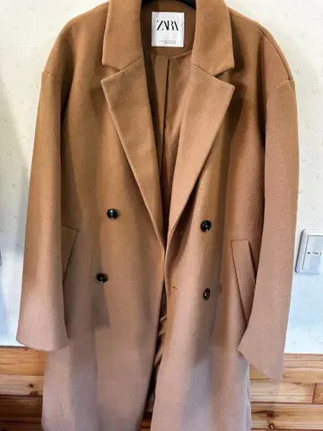 ZARA 베이지 더블 브레스트 롱 코트 M 사이즈