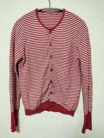 UMii908 45rpm 코튼 보더 가디건 3 빨간색