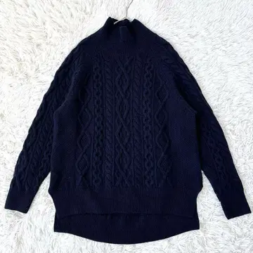 그린 라벨 해밀턴 울 100% 아란 케이블 니트 하이넥