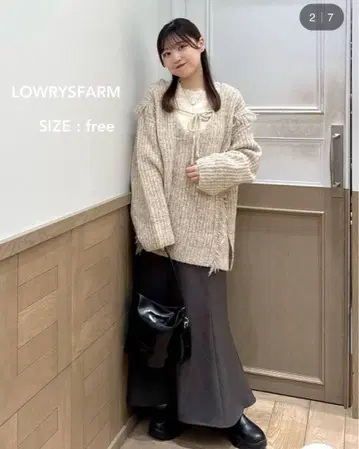 [ LOWRYSFARM ] 2WAY 프린지 멜란지 LS ivory