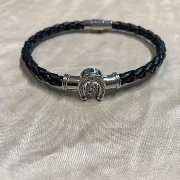 블랙 가죽 뜨개질 팔찌 댄싱 스톤