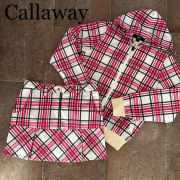 Callaway 셋업 체크 니트 후드티 스커트 골프