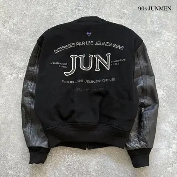 [ JUNMEN ] 준맨 90s 바시티 자켓 빈티지 블랙 자수