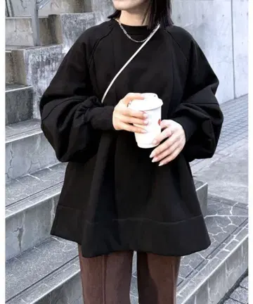 속기모 턱 A라인 맨투맨 풀오버