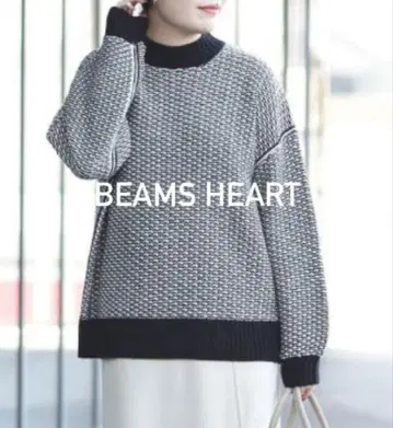 BEAMS HEART 자카드 편 니트 블랙
