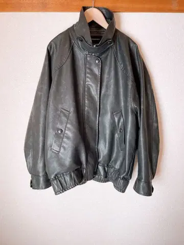 JEANASIS 빈티지 가죽 블루종 블랙 프리 사이즈