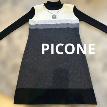 터틀넥 니트 원피스 스트라이프