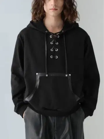 미사용 24AW 정가 13200엔 HARE 레이스업 후디 후드티 블랙