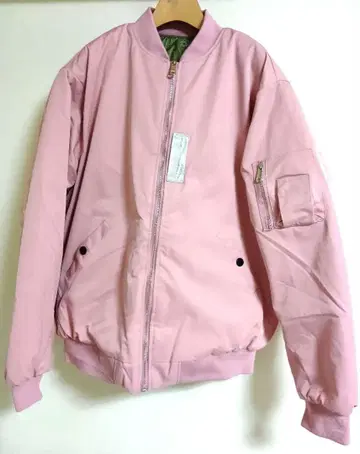 [중고 새상품급] 리버서블 퀼팅 블루종 점퍼 핑크 카키