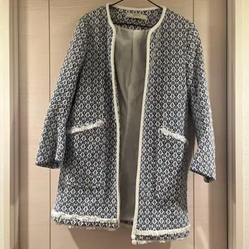 ZARA BASIC 노카라 자켓 네이비/화이트