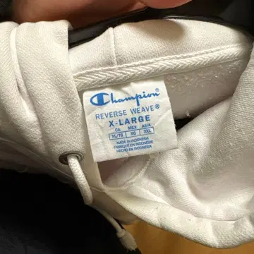 Champion 화이트 후드 부착 후드티 리버스 위브