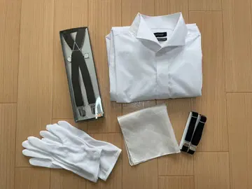 결혼식 신랑 세트 5점 셔츠 커프스 서스펜더 밴딩 장갑 포켓 치프