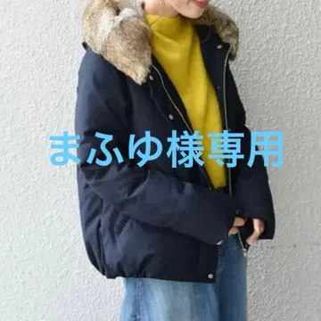 네이비 퍼 숏 다운 자켓