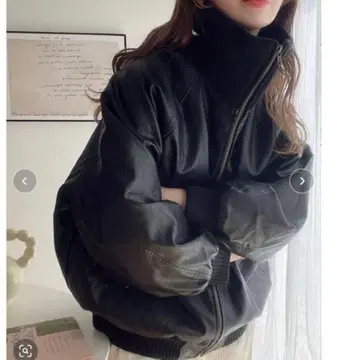 Java 콜라보 리브 터틀 페이크 가죽 오버 사이즈 자켓 XL