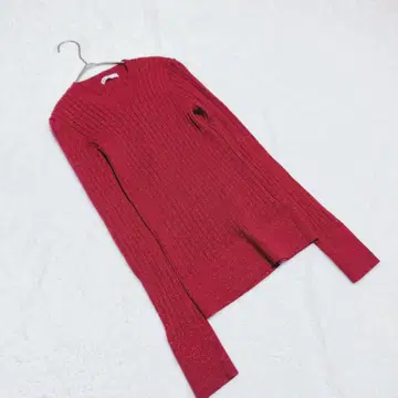 KN0569 [엘르 ELLE] 리브 니트 [38] 라메 타이트 핏 보르도