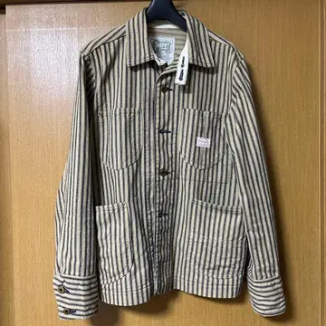 새상품급 트로피 클로징 히코리 스트라이프 코튼 커버올 M