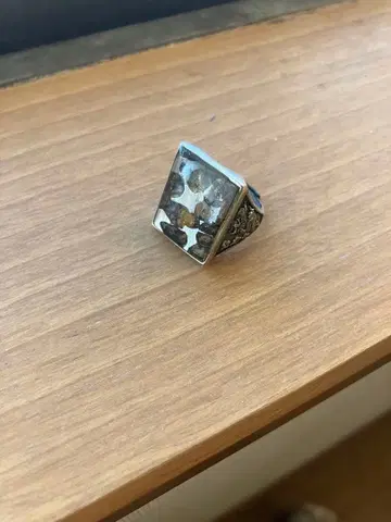 실버 스퀘어형 반지 세임찬 운석 프리 사이즈