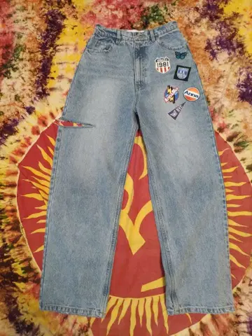 ANNA SUI NYC 패치 데님 팬츠 L