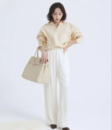 anuans 새틴 슬랙스 이지 팬츠 아이보리 팬츠 새틴