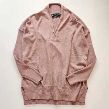 23구 숄카라 스웨터 더스티 핑크 울 100% 38 소매 리브 편