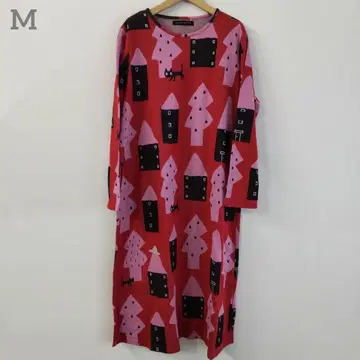 마타노 아츠코 룸웨어 원피스 M 고양이 레드 미사용