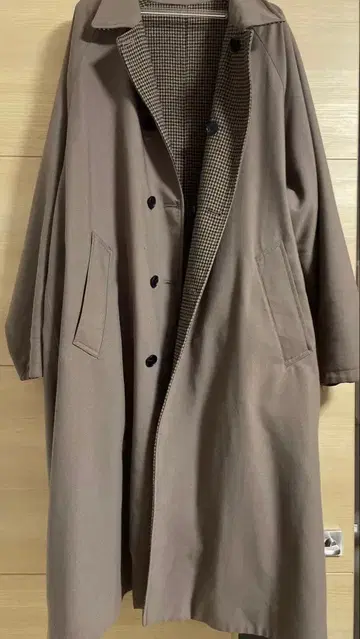 HARE 브라운 롱 코트 리버서블