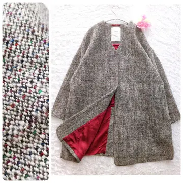 LISETTE 믹스 트위드 롱 코트 루즈핏 울