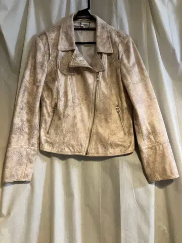 라이더 자켓 베이지 스네이크 패턴