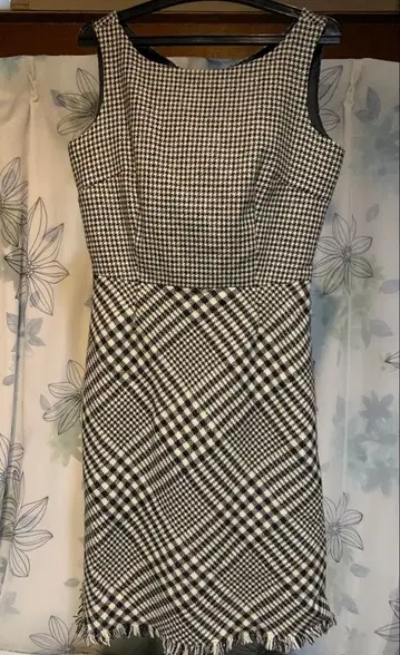 COMME CA ISM 하운드투스 패턴 슬리브리스 원피스