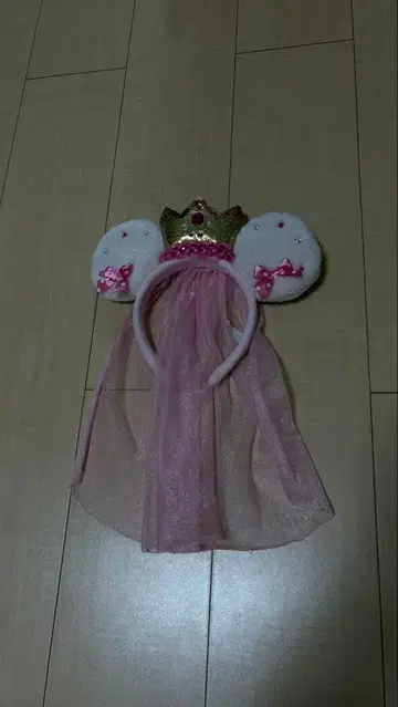 핑크 왕관 귀 머리띠