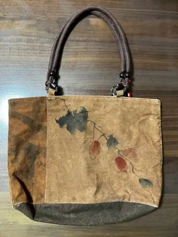 감즙 염색 토트백 브라운