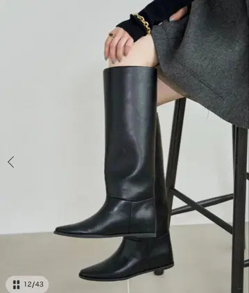 [ 미사용 새상품 ] 루탈론 2cm 와이드 샤프트 롱 부츠 L