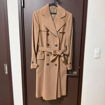 MANOUQUA 마누카 베이지 더블 브레스트 롱 코트