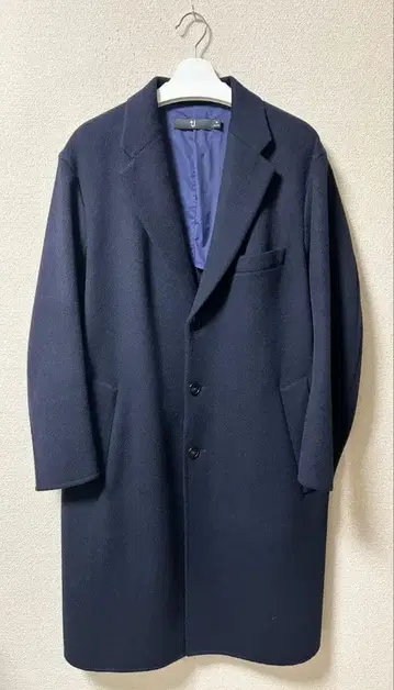 +J 초기 캐시미어 블렌드 양모 네이비 체스터 코트 사이즈 M 새상품급