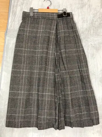 grove 체크 무늬 더블 플리츠 스커트 L
