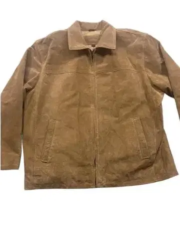 세인트 존스 베이 남성용 스웨이드 가죽 자켓 프론트 지퍼 XL