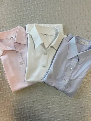 긴팔 셔츠 3종 세트 핑크 화이트 9호, 파랑 7호