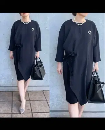 keep my closet 무릎 아래 기장 사이드 리본 원피스