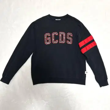 GCDS 로고 자수 맨투맨 블랙